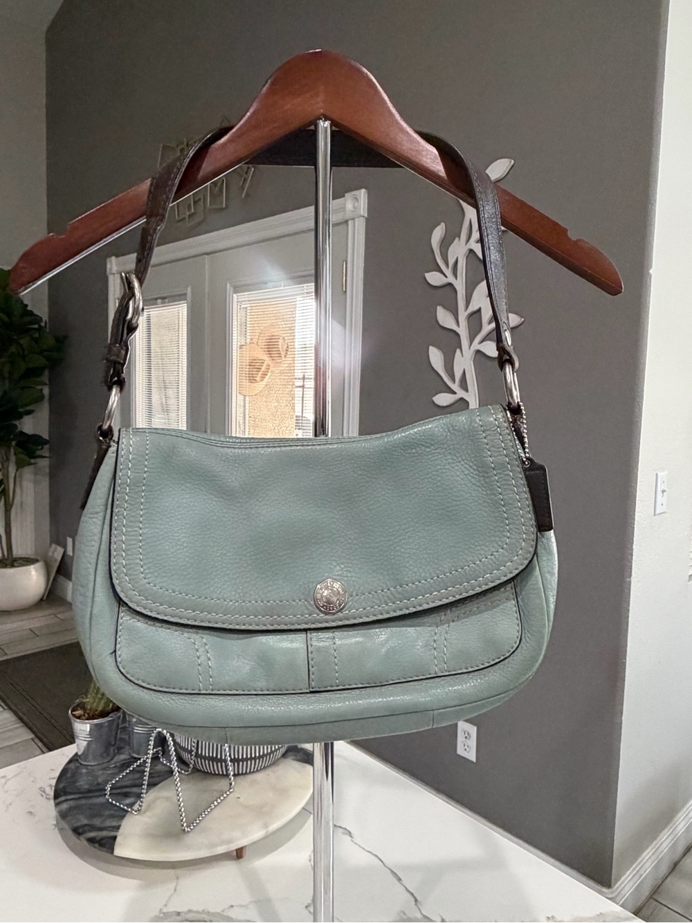 Coach vintage Mint Green Leather Shoulder Bag